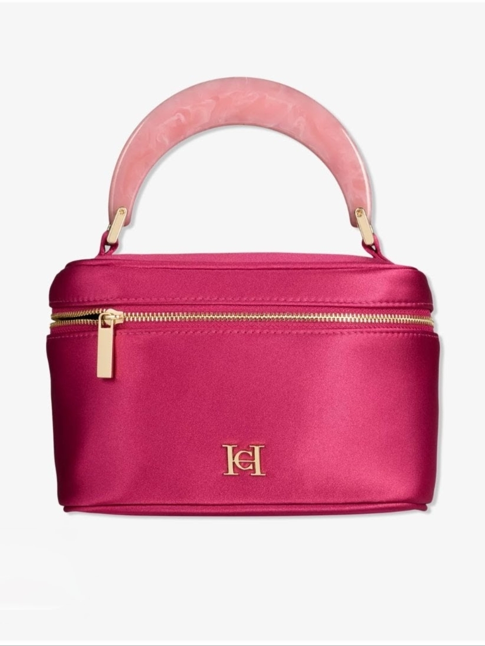 Carolina Herrera Hot Pink Satin Top-Handle Jewelry Case Bag